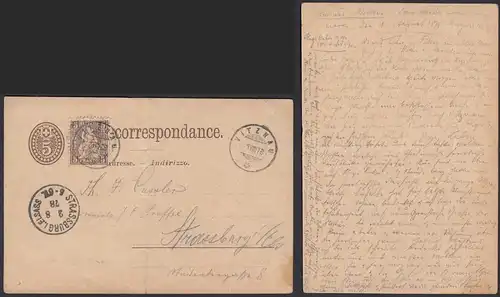 Schweiz - Switzerland Ganzsache 1878 mit Zusatzfrankatur aus VITZNAU   (30515