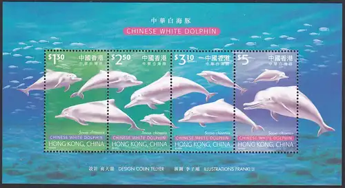 7Hong Kong - Hongkong 1999 Block 67 **  Indopazifischer Buckeldelphin   (30707