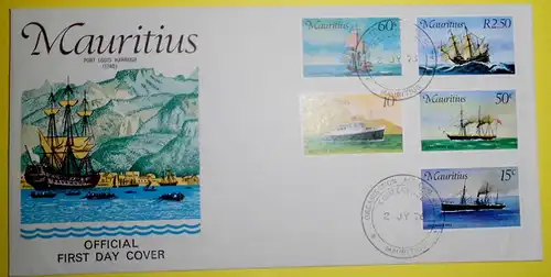 Mauritius 1976 Mi 411-415 auf FDC Schiffe    (85021