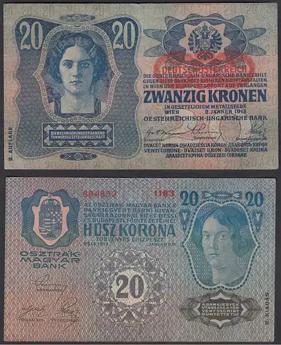 Österreich - Austria 20 Kronen 1919 (1913) Pick 53a aUNC (1-)     (26781