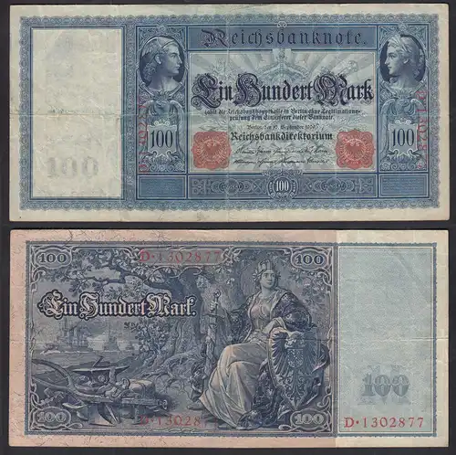 Ro 38 - 100 Mark Reichsbanknote 10.9.1909 - Serie: D Pick 38 VF (3)    (30728