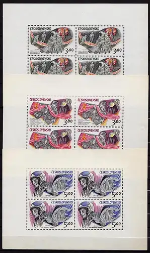 TSCHECHOSLOWAKEI - CZECHOSLOVAKIA - Mi. 2135-37 in 3 Kleinbögen 1973 postfrisch