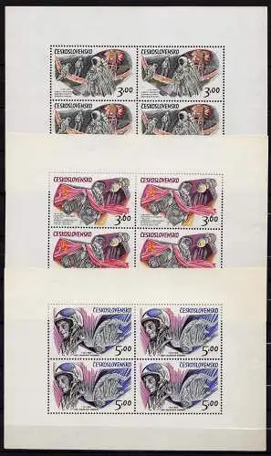 TSCHECHOSLOWAKEI - CZECHOSLOVAKIA - Mi. 2135-37 in 3 Kleinbögen 1973 postfrisch