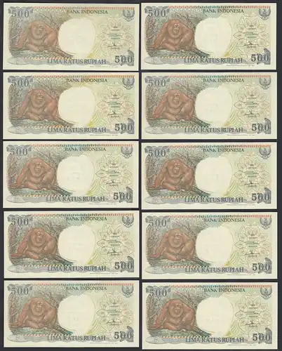 Indonesien - Indonesia - 10 Stück á 500 Rupiah 1992/1997 Pick 128f UNC (1) 