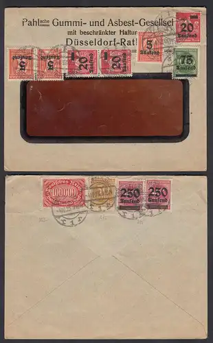 Infla R-Brief 4.10.1923 von Pahlsche Düsseldorf Frankatur 800-tausend    (26055