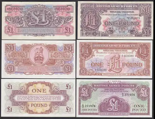 UK BRITISH ARMED FORCES 3 x 1 Pound 2th, 3th + 4th Serie   (28385