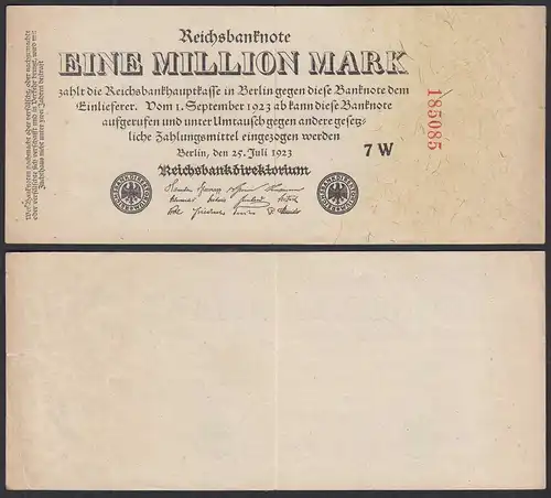 Ro 92b - 1 Million Mark 1923 Pick 94  VF+ (3+)  FZ:W BZ:7 KN innen   (30794