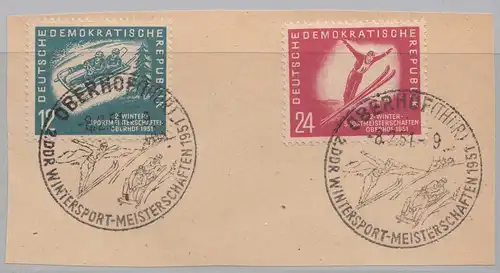 DDR 1951 Mi. 280-281 auf Briefstück mit SST Wintersport-Meisterschaften  (27649