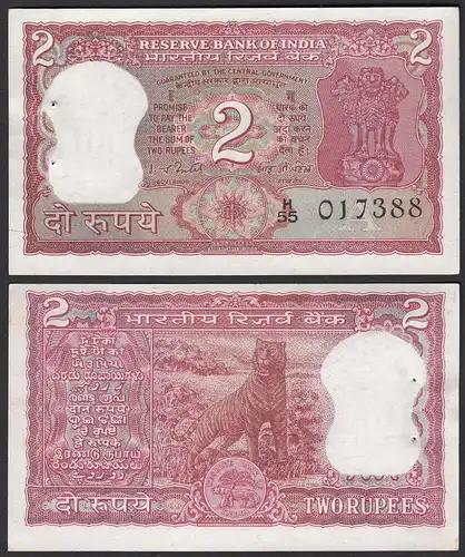 Indien - India - 2 RUPEES Banknote 1977/82 Pick 53d aUNC (1-) Letter A  (30852