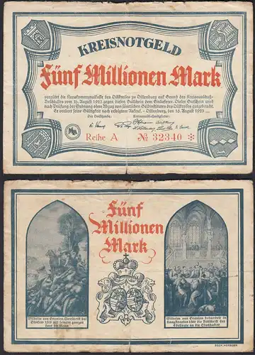 Dillenburg 5 Millionen Mark 1923 KREIS-NOTGELD Reihe A   (30238