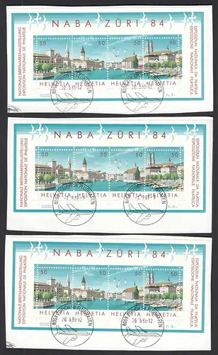Schweiz  3 Stück Block 24 auf Briefstück NABA Zürich 1984    (30824