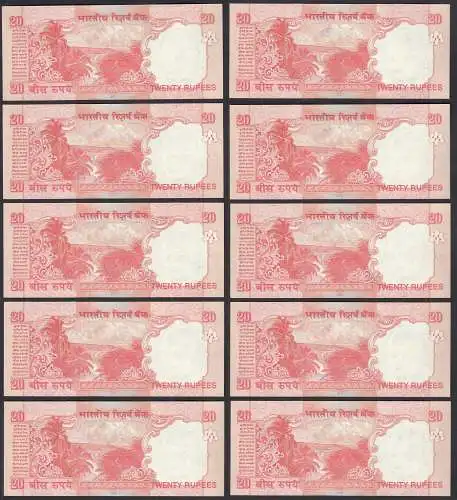 Indien - India - 10 pieces a´20 RUPEES Pick 96m 2011 no Letter - UNC (1)  (89281