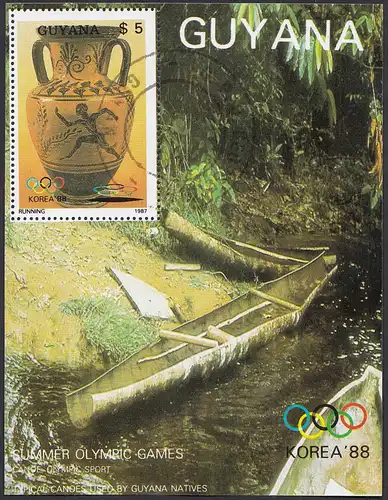 Korea 1987 Block Guyana zu den Olympic Summer Games 1988 gestempelt   (30908