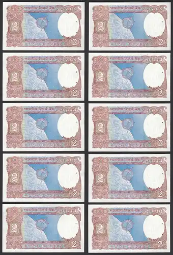 Indien - India - 10 pieces a´2 RUPEES Pick 79i 1976 Letter B - UNC (1) sign. 85