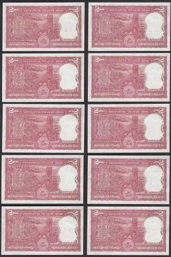 Indien - India - 10 pieces a´2 RUPEES Pick 53Aa 1984/85 UNC (1) sign 83   (89288