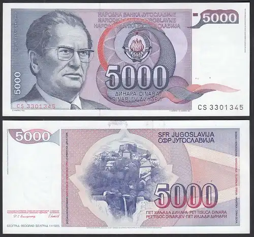 Jugoslawien - YUGOSLAVIA - 5000 Dinara 1985 UNC - Pick 93a  (30930