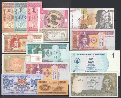 15 Stück verschiedene Banknoten Welt -bitte ansehen meist UNC  (28519