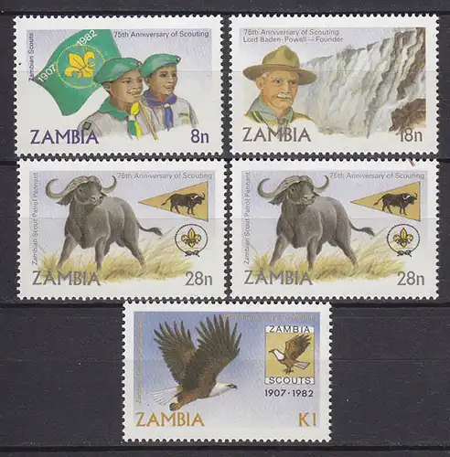 Sambia - Zambia 1982 Pfadfinder postfrisch 5 Stück   (5319