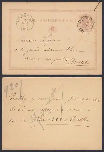 Belgien - Belgium 5 Cent Postkarte 1875 Ganzsache siehe Fotos   (30940