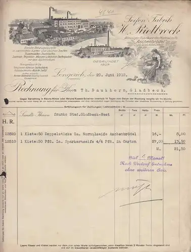 Litho 1912 Rechnung LEGERICH Westfalen Seifen Fabrik Rietbrock   (24083
