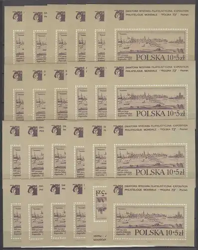 24 Stück Polen - Poland 1973 Mi. Block 55 Briefm-Ausstellung POLSKA Posen ** MNH