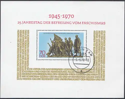 DDR 1970 Block 32 minisheet Befreiung Buchenwald gestempelt cancelled  (30975