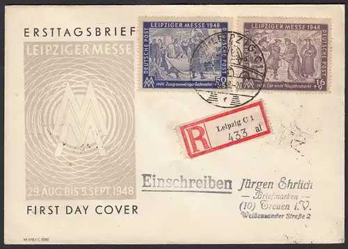 SBZ Leipziger Herbstmesse 1948 FDC Ersttagbrief per Einschreiben  (20284