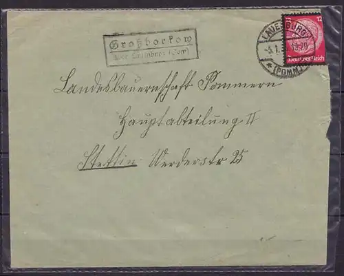 Posthilfstelle/Landpost Großborkow/Lauenburg Pommern  (9423