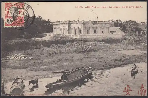 Hue Annam INDO CHINE 1913 Le cercle de la rive droite nach Belgium Schaerbeek
