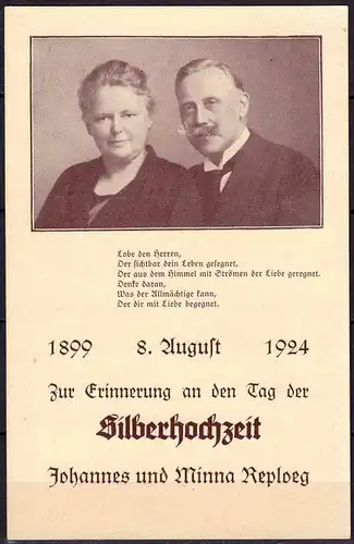 AK 1899 8.August 1924 zur Erinnerung Silberhochzeit Johannes + Minna Reploeg