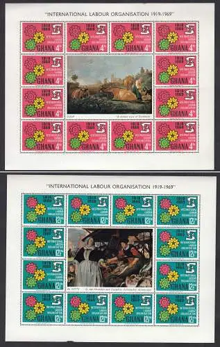 1969  Ghana 2 Stück Kleinbogen International Labour Organization ** MNH  (26490