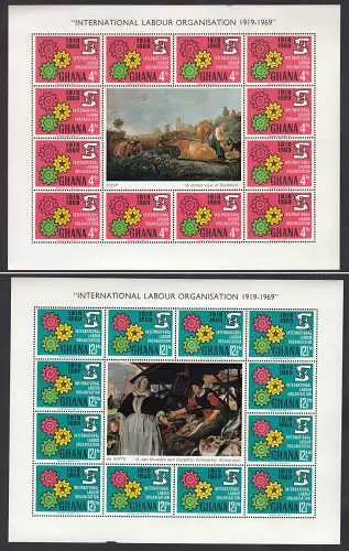 1969  Ghana 2 pieces sheets International Labour Organization ** MNH  (26490