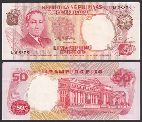 Philippinen - Philippines 50 Piso (1969) Pick 146a XF (2) sign. 7   (30943