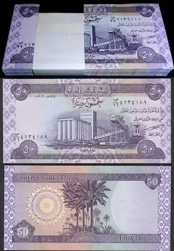 Irak - Iraq 50 Dinars 2003 Pick 90 UNC (1) Bundle á 100 Stück Dealer Lot  (90072