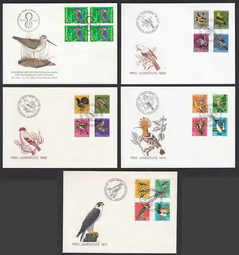 Vögel Birds Wildlife 5 Stück verschiedene FDC  Schweiz Gelegenheit   (30971