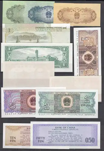 China - Lot mit 12 Stück Banknoten meist in Bankfrischer Erhaltung   (31093