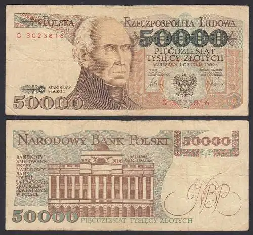Polen - Poland - 50000 50.000 Marek Banknote 1989 Pick 153a F (4)    (31017