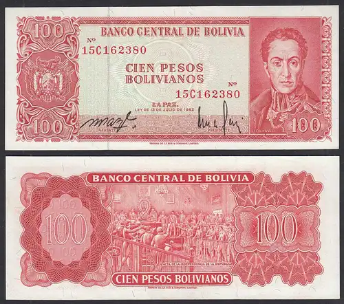 Bolivien - Bolivia 100 Bolivianos 1962 UNC (1) Pick 164A    (31097