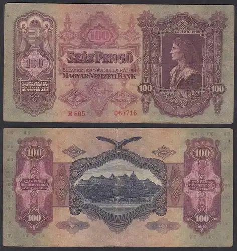 Ungarn - Hungary 100 Pengo Banknote 1930 Pick 98 VF  (3)   (31102