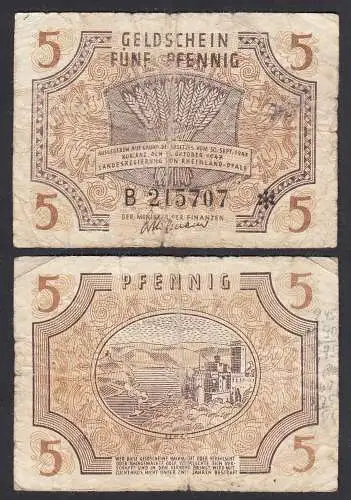Ro 211 Rheinland-Pfalz 5 Pfennig Landesregierung 15.10.1947 F (4)  (31030