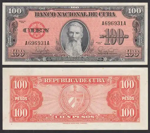 Kuba - Cuba 100 Peso 1959 Pick 93 VF+ (3+)    (31115
