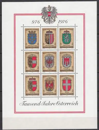 Österreich - Austria - 1976 Mi. Block 4 - 1000 Jahre Österreich ** MNH  (31132