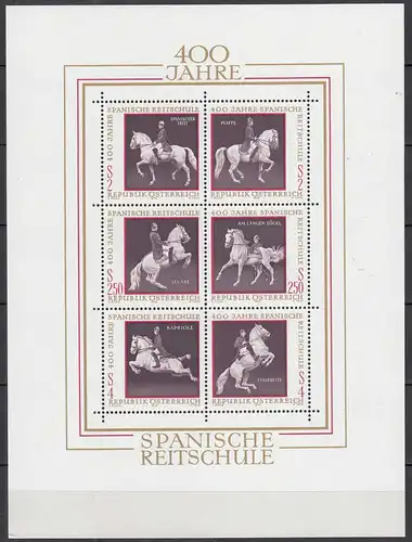 Österreich - Austria - 1972 Mi. Block 2 - 400 Jahre Spanische Reitschule ** MNH