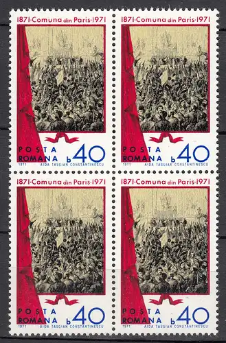 Rumänien - Romania Mi. 2918 im 4er Block 100 J. Pariser Kommune ** MNH 1971