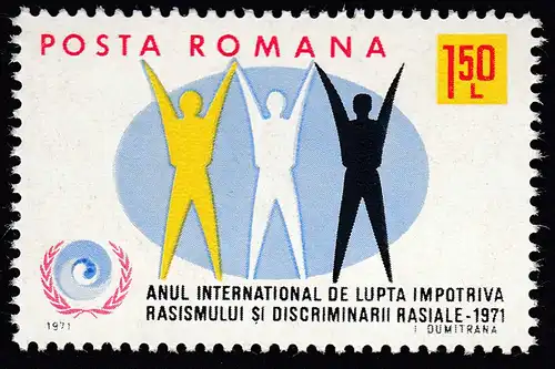 Rumänien - Romania Mi. 2907 Rassendiskriminierung ** MNH 1971    (31141