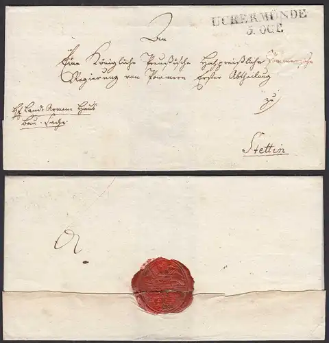 UCHERMÜNDE L2 um ca.1820 alter Umschlag nach STETTIN    (30999