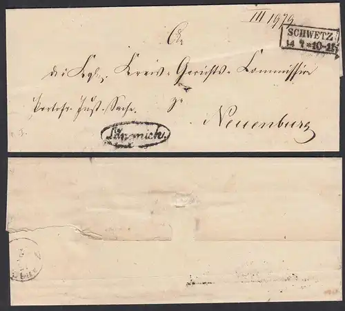 SCHWETZ R2 alter Umschlag nach NEUENBURG mit Briefträgerstempel    (31000