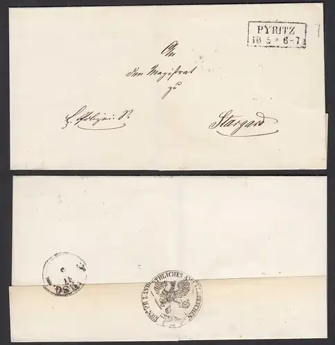 PYRITZ R2 um ca. 1850 alter Umschlag nach Stargard    (31003