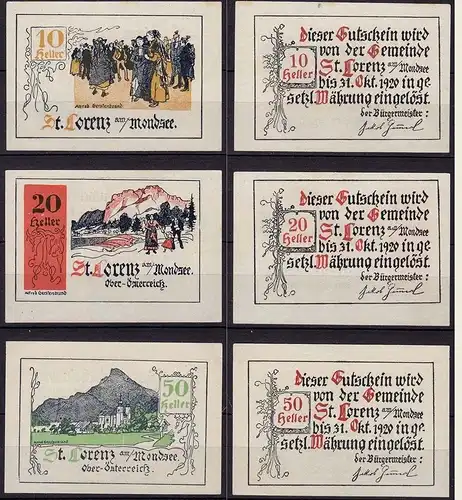Österreich - Austria St. Lorenz 3 Stück Notgeld  Oberösterreich (12010