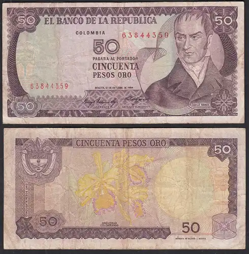 Kolumbien - Colombia 50 Pesos 1984 Pick 425a F (4)    (31180